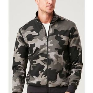NWT Flint Park Men’s Court Tennis Zip-Up Jacket in Black & Gray Camo Size XL